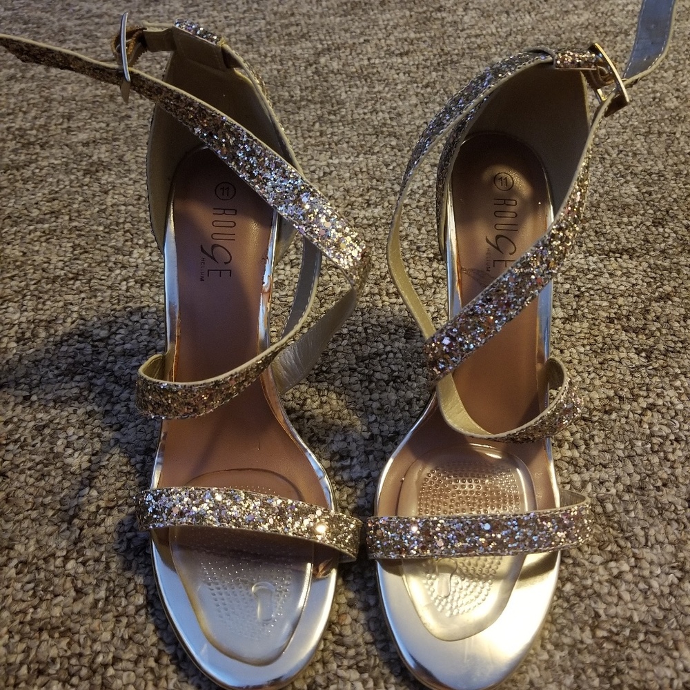 Gold shimmer heels